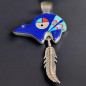 Pendentif Lapis-lazuli Turquoise Nacre & Jaspe rouge sur Chaîne Argent 925