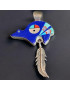Pendentif Lapis-lazuli Turquoise Nacre & Jaspe rouge sur Chaîne Argent 925