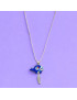 Pendentif Lapis-lazuli Turquoise Nacre & Jaspe rouge sur Chaîne Argent 925