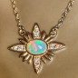 Pendentif Opale & Zirconium Soleil Argent 925 Plaqué or
