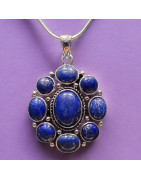 Pendentif Lapis-lazuli Fleur avec chaîne Argent 925