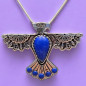 Pendentif Lapis-lazuli Aigle Ethnique avec chaîne Argent 925
