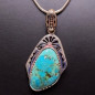 Pendentif Turquoise Ethnique sur Chaîne Argent 925