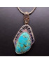 Pendentif Turquoise Ethnique sur Chaîne Argent 925