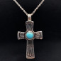 Pendentif Turquoise Croix Argent 925 sur chaîne