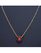 Pendentif Email Pomme Doré avec Chaîne