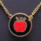 Pendentif Email Pomme Doré avec Chaîne
