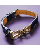 Bracelet Zirconium Cuir bleu