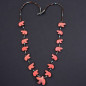 Collier Jaspe Rouge Turquoise et Coquillages Ours Amérindien Tribu Zuni Fermoir Argent 925