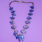 Collier Lapis-lazuli Turquoise et Coquillages Cheval Amérindien Tribu Zuni Fermoir Argent 925