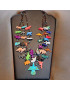 Collier Turquoise Pierres et Coquillages Animaux triple rangs Amérindien Tribu ZuniFermoir Argent 925