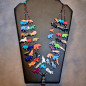 Collier Turquoise Pierres et Coquillages Animaux Amérindien Tribu Zuni triple rang Fermoir Argent 925
