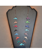 Collier Turquoise Pierres et Coquillages Dauphin Amérindien Tribu Zuni Fermoir Argent 925