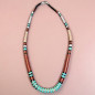 Collier Turquoise Jaspe Onyx et coquillages Amérindien Tribu Zuni Fermoir Argent 925