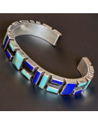 Bracelet Turquoise et Lapis-lazuli Amérindien Argent 925