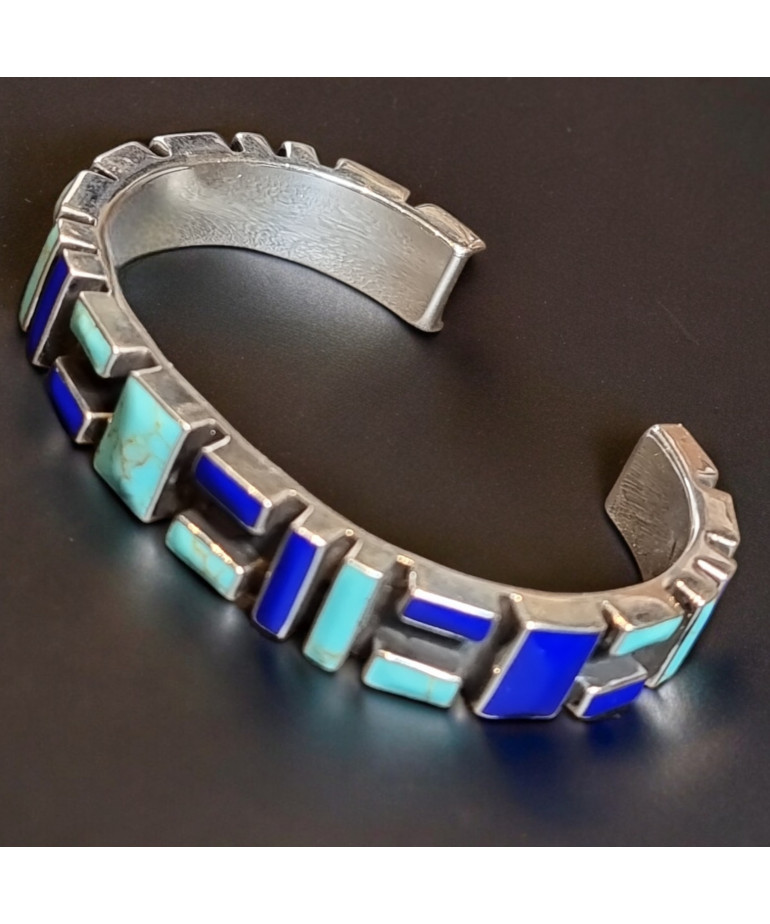 Bracelet Turquoise et Lapis-lazuli Amérindien Argent 925