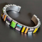 Bracelet Turquoise Nacre Opale verte et Lapis-lazuli Amérindien Argent 925