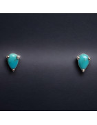 Boucles Turquoise serties Argent 925
