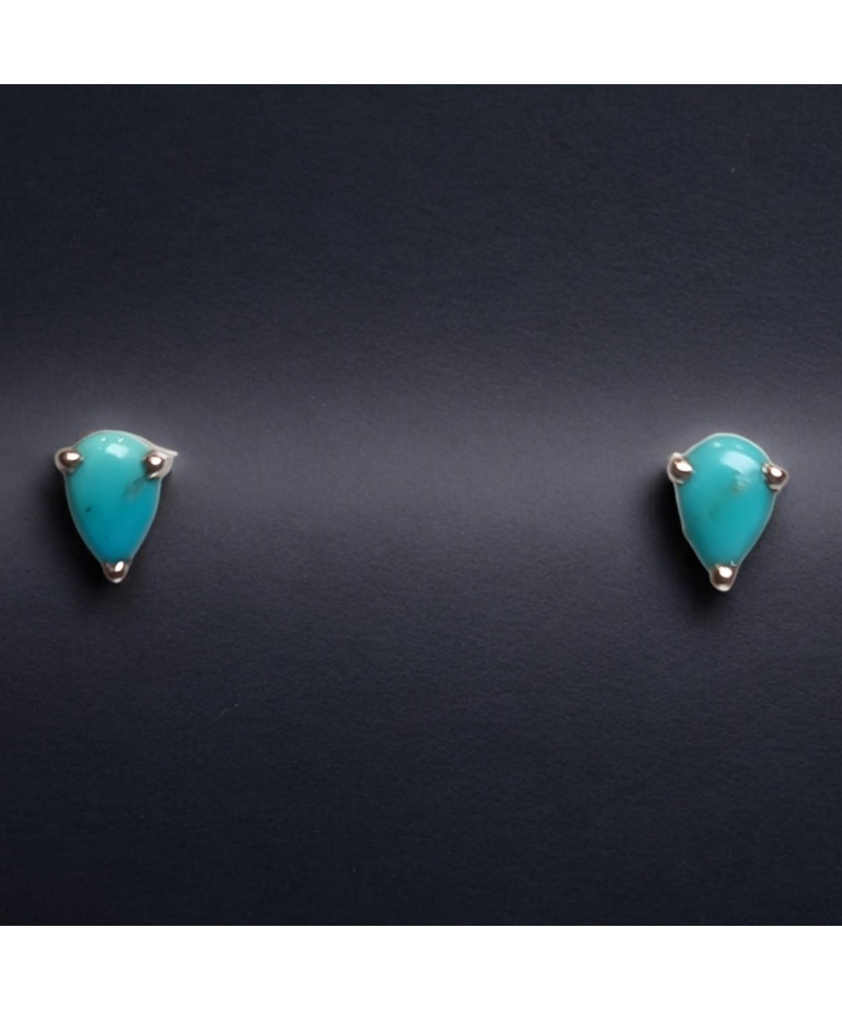 Boucles Turquoise serties Argent 925