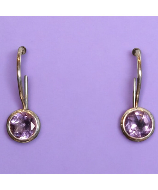 Boucles Améthyste facettées rondes Argent 925