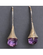 Boucles Améthyste facettées boules Argent 925 (s)