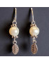Boucles Perles d'eau douce feuille Argent 925