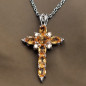Pendentif Citrine Croix Argent 925 sur chaîne