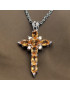 Pendentif Citrine Croix Argent 925 sur chaîne