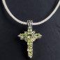 Pendentif Péridot croix Argent 925 sur cordon