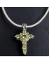 Pendentif Péridot croix Argent 925 sur cordon