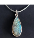 Pendentif Labradorite goutte Argent 925 sur cordon réglable