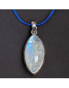 Pendentif Pierre de lune Argent 925 sur cordon réglable