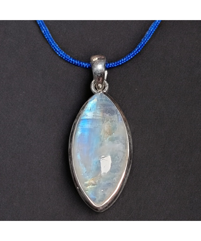 Pendentif Pierre de lune Argent 925 sur cordon réglable