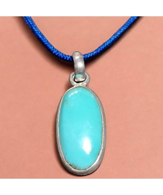 Pendentif Turquoise Argent 925 sur cordon réglable