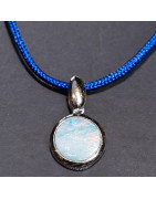 Pendentif Opale ronde Argent 925 sur cordon réglable