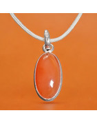Pendentif Agate de feu Argent 925 sur cordon réglable