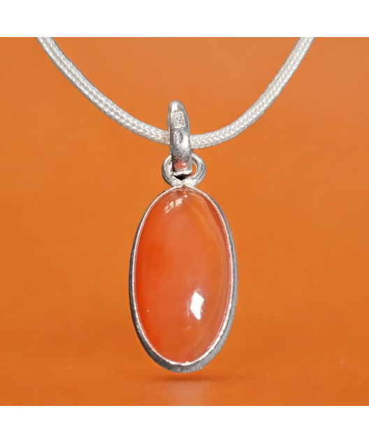 Pendentif Agate de feu Argent 925 sur cordon réglable