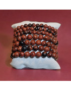 Bracelet Obsidienne Acajou Pierre rondes