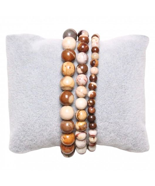 Bracelet Jaspe Brun pierres rondes 6mm