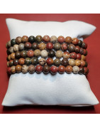 Bracelet Jaspe Brun pierres rondes 6mm