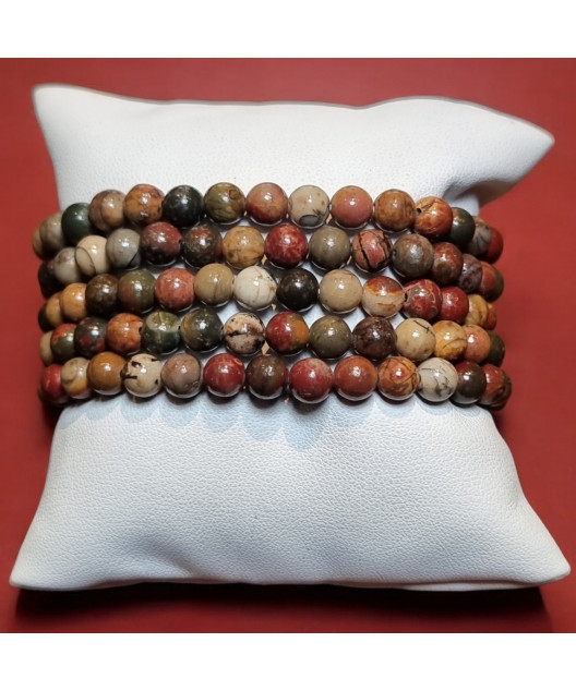 Bracelet Jaspe Brun pierres rondes 6mm