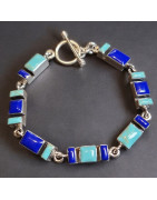 Bracelet Turquoise et Lapis-lazuli Argent 925