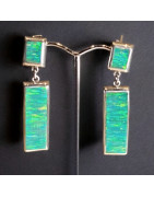 Boucles Opale verte A+ Argent 925