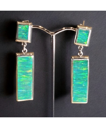 Boucles Opale verte A+ Argent 925