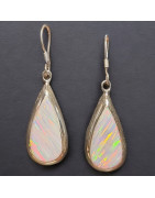 Boucles Opale blanche A+ Argent 925