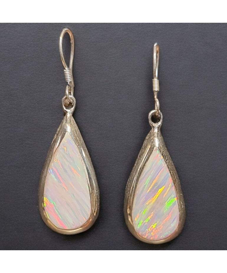 Boucles Opale blanche A+ Argent 925