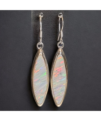 Boucles Opale blanche A+ Argent 925