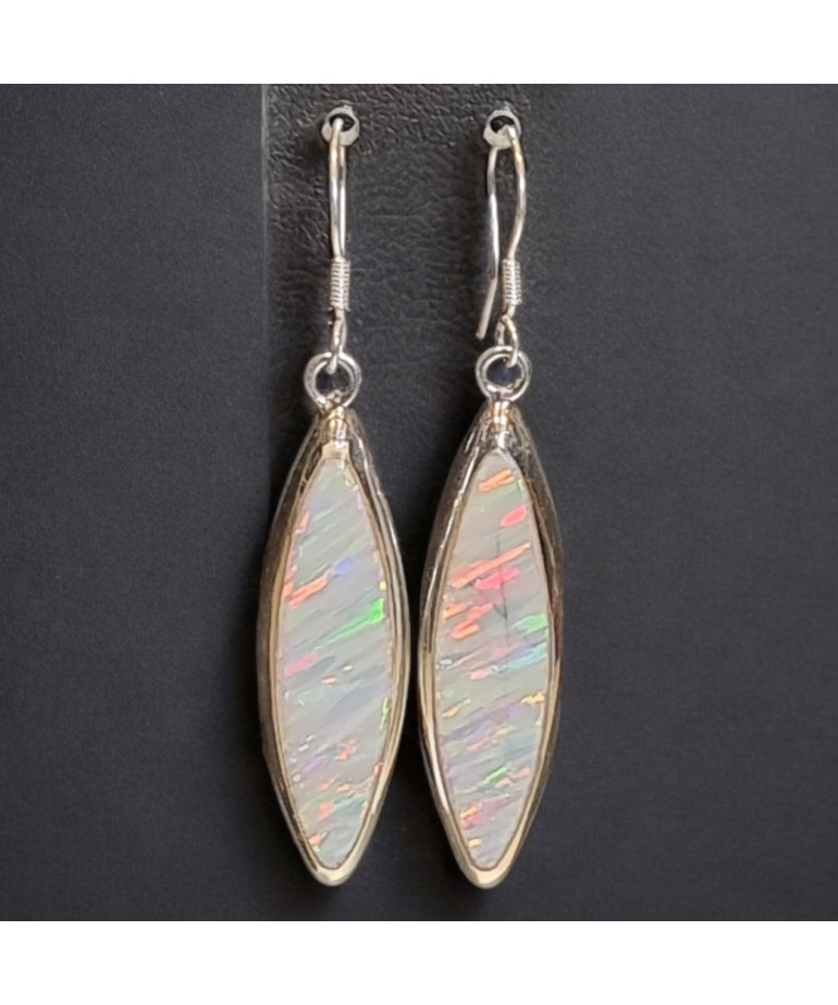 Boucles Opale blanche A+ Argent 925