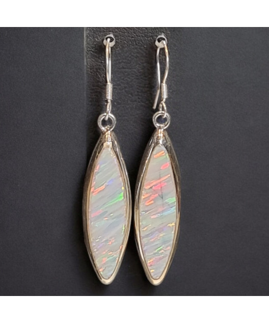 Boucles Opale blanche A+ Argent 925