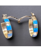 Boucles Opale Harlequin A+ demi-créoles Argent 925